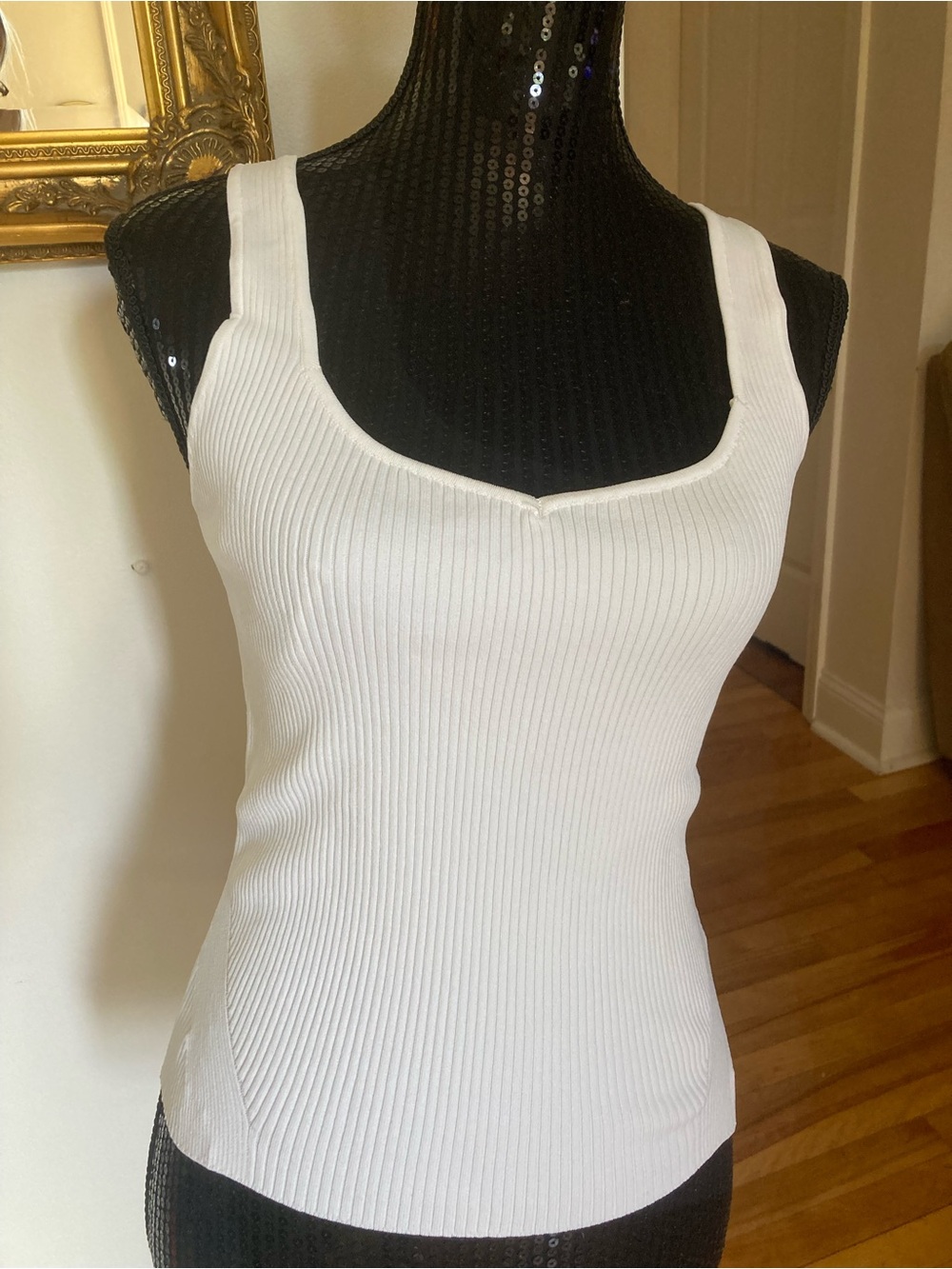 House of Harlow 1960 White Ribbed Tank Top